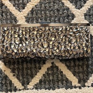Banana Republic Bejeweled Elegant Silver Crystal Clutch